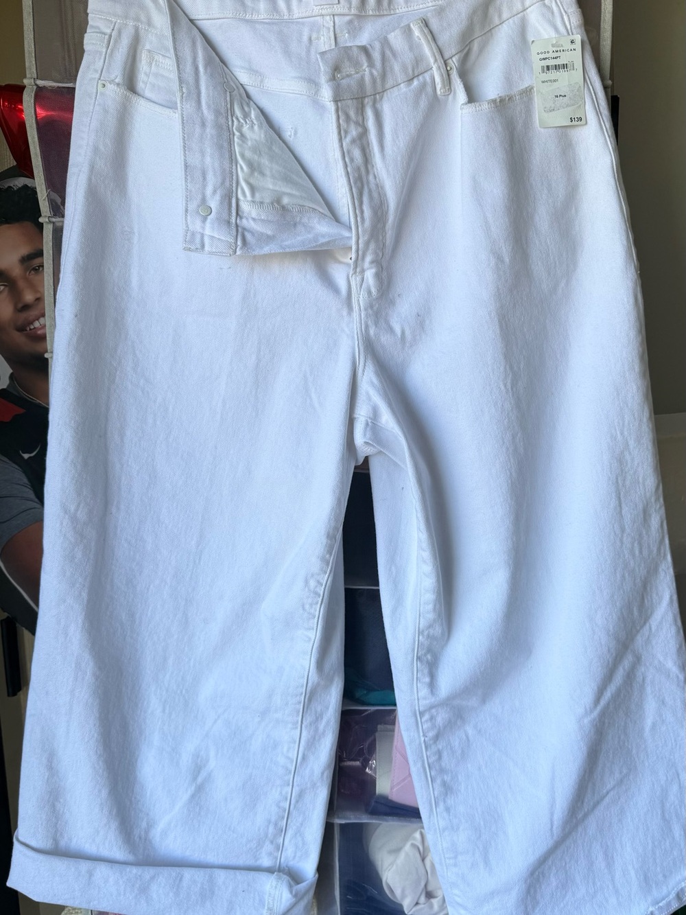 Good American White Wide-Leg High-Rise Jeans